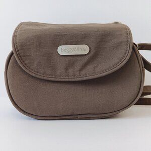 Baggallini Taupe Small On-The-Go Oval Convertable Crossbody or Waist Belt Bag